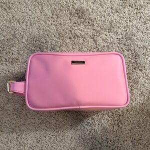 Versace Parfums Pink Cosmetic Bag Baby Pink Makeup Pouch Gold Zip